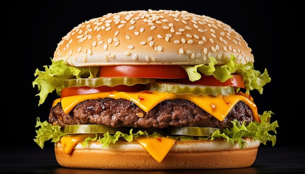 Elevazione del cheeseburger vista laterale isolata