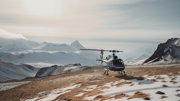 Elicottero AI generativa su una montagna islandese