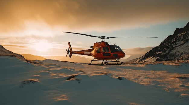 Elicottero AI generativa su una montagna islandese