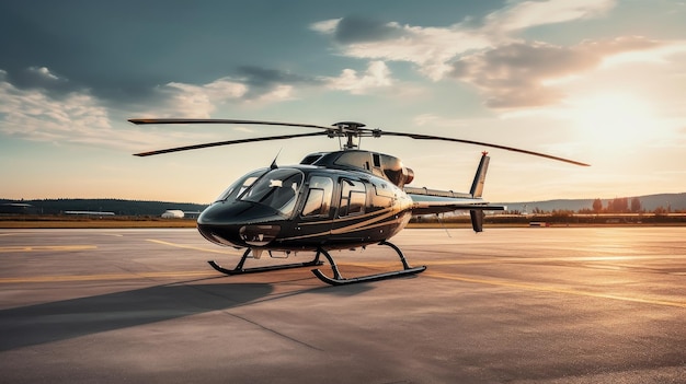 Elicottero d'affari di lusso elicottero privato su rampa di atterraggio trasporto