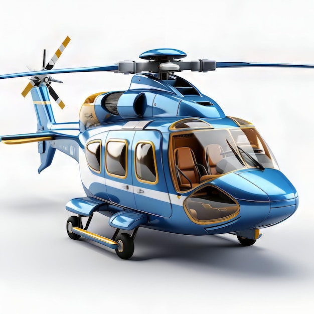 Elicottero su sfondo bianco rendering 3D Immagine con percorso di ritaglio