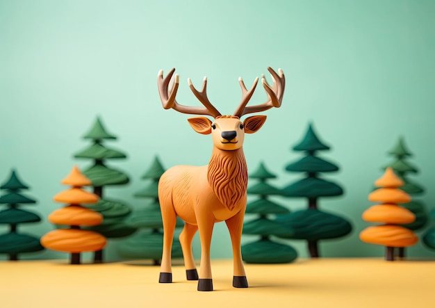 Elk personaggio artigianale con background di studio isolato
