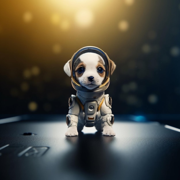 Elmetto da astronauta spazi esterni immagini di cuccioli di cane Arte generata dall'intelligenza artificiale