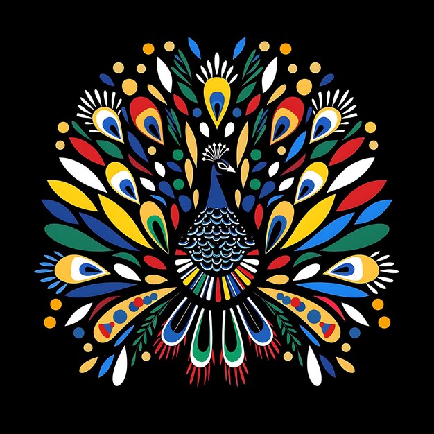 Emblema del Clan Proud Peacock con piume di pavone e ventilatore per il design creativo del logo del tatuaggio