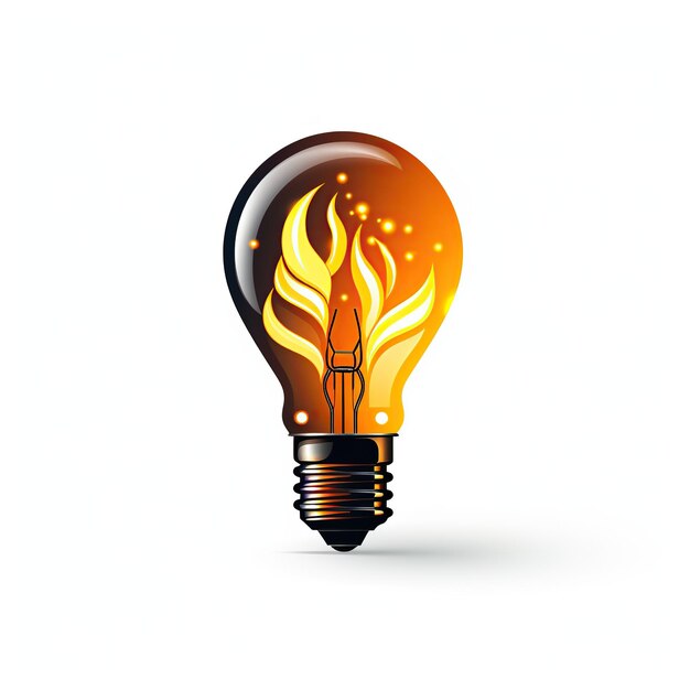 emblema del logo con una lampadina incandescente su sfondo bianco Simbolo di idea e conoscenza per il marchio e l'azienda
