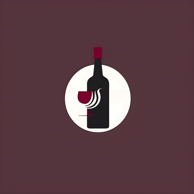 Emblema minimalista di bicchiere di vino e bottiglia