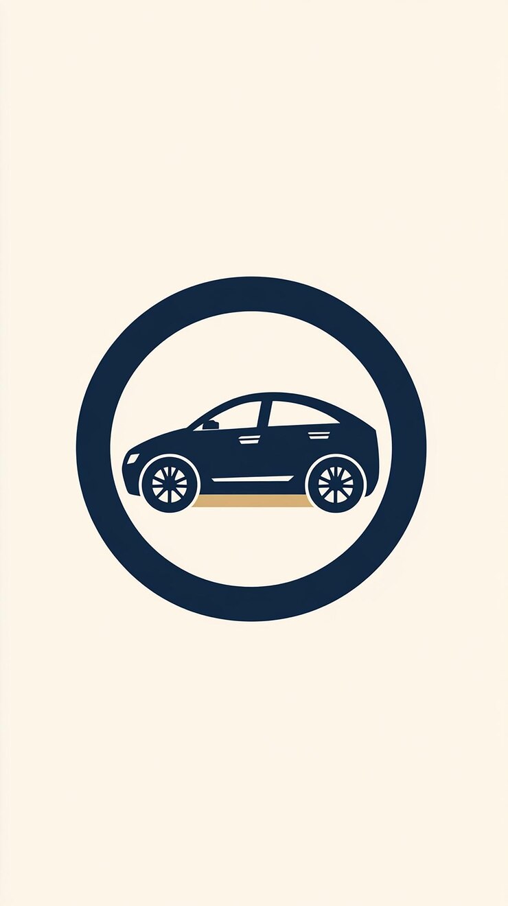 Foto emblema per un marchio di finanza automobilistica incorniciato in un cerchio professional branding design