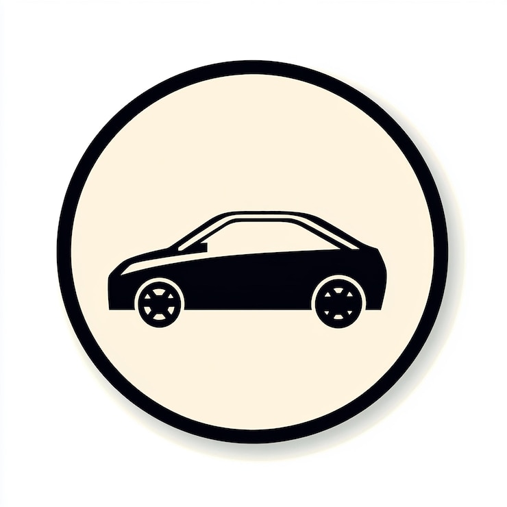 Foto emblema per un marchio di finanza automobilistica incorniciato in un cerchio professional branding design