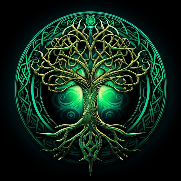 Emerald Journey attraverso l'enigmatico albero celtico della vita e dell'IA generativa della morte