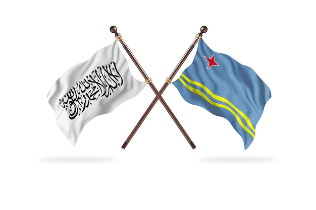 Emirato islamico dell'Afghanistan contro Aruba Two Flags Background