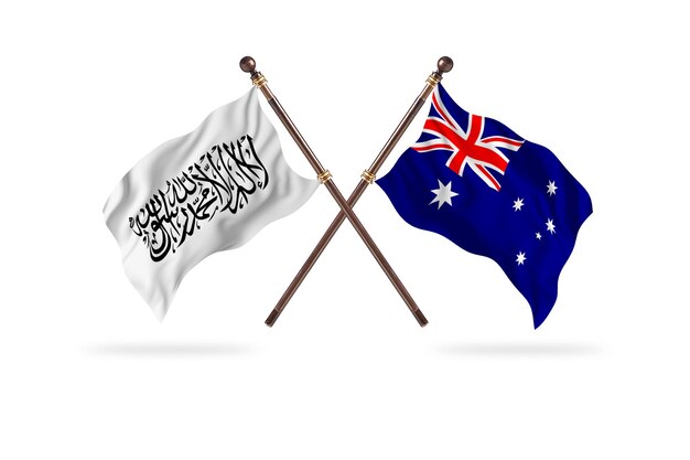 Emirato islamico dell'Afghanistan contro l'Australia due bandiere sfondo