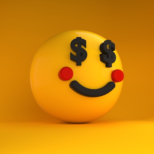 Emoji 3d con occhi di dollaro