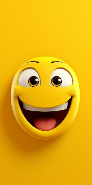Emoji 3D faccia sorridente gialla con carta da parati sorridente