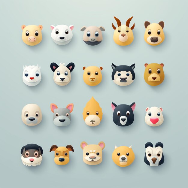 Emoji a tema animale progetta loghi vettoriali per icone