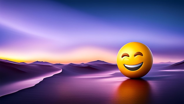 emoji che sorridono in mezzo al deserto viola