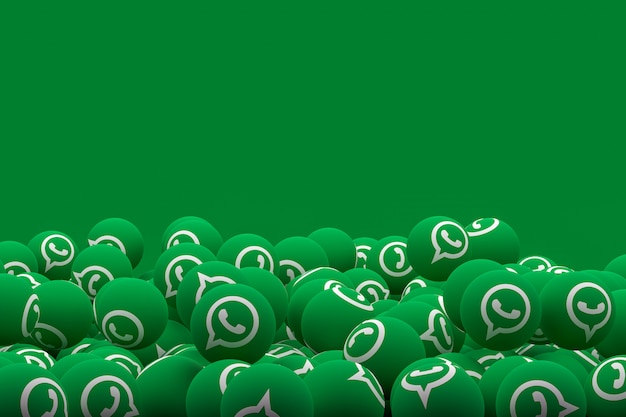 Emoji di Whatsapp su sfondo verde, simbolo di palloncino social media con motivo a icone Whatsapp