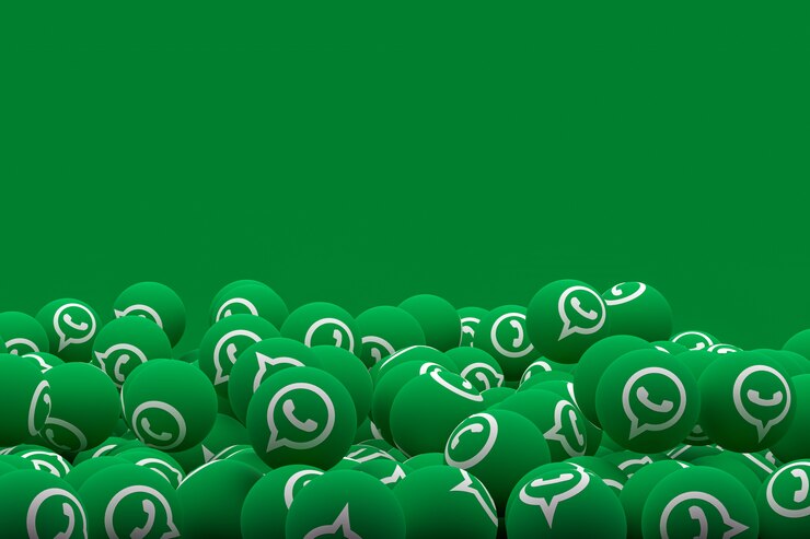 Foto emoji di whatsapp su sfondo verde, simbolo di palloncino social media con motivo a icone whatsapp