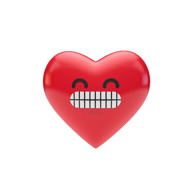 Emoji emoticon carattere cuore rosso forma 3D Rendering