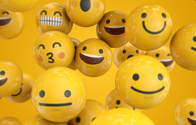 Emoji emoticon carattere sfondo raccolta 3D Rendering