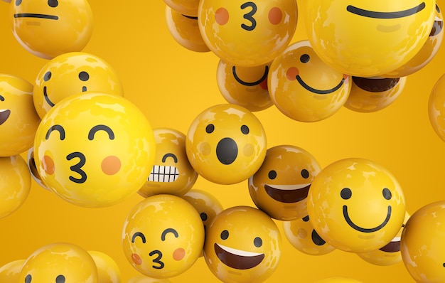 Emoji emoticon carattere sfondo raccolta 3D Rendering