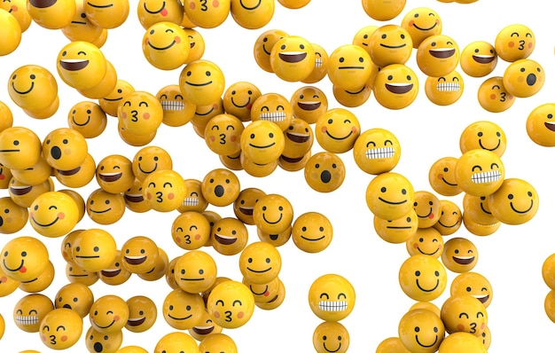 Emoji emoticon carattere sfondo raccolta 3D Rendering