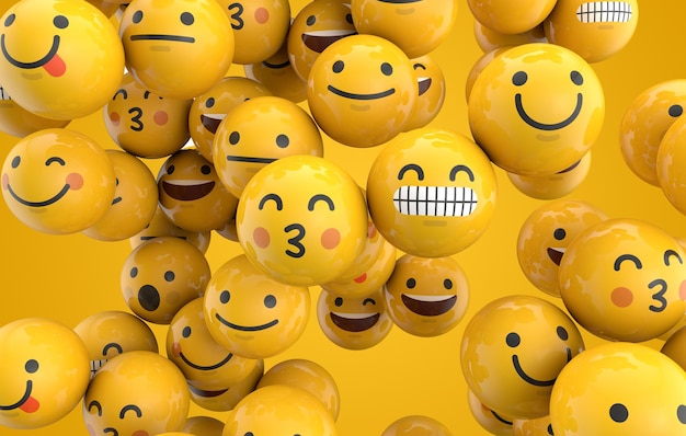 Emoji emoticon carattere sfondo raccolta 3D Rendering