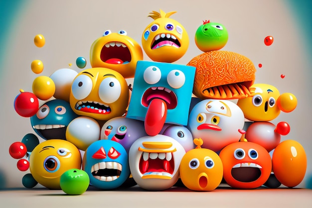 Emoji emoticon personaggio sfondo collezione AIxA generativa