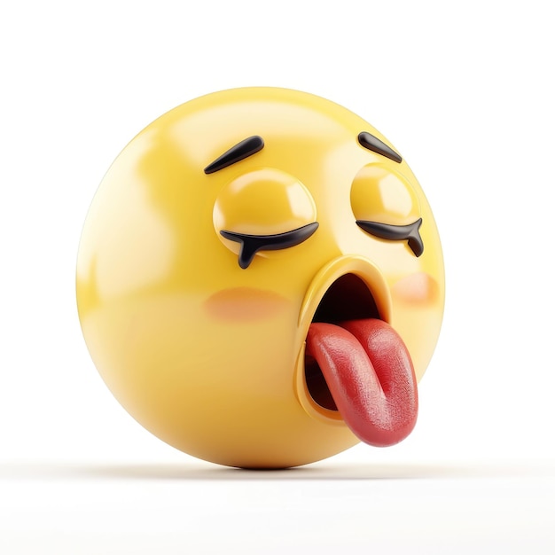 Emoji estasiati e stanchi con la lingua sudante Espressione di emoticon depressa e triste