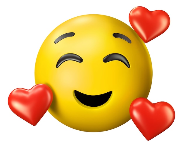 Emoji in amore illustrazione 3d isolata su uno sfondo bianco