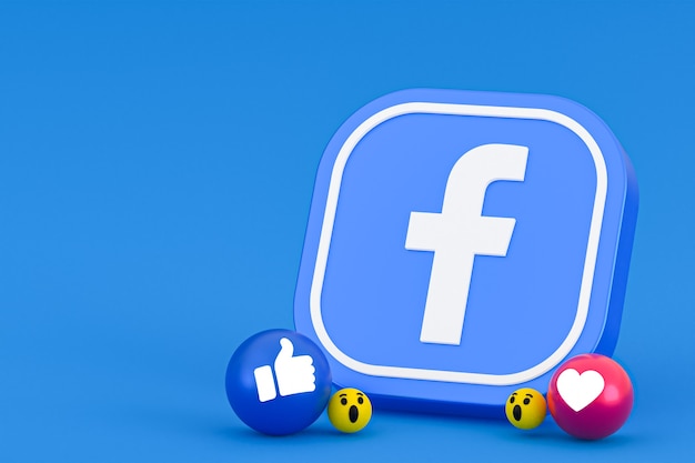 Emoji reazioni di Facebook, simbolo di palloncino di social media con motivo a icone di Facebook