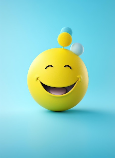 Emoji sorridente su sfondo blu