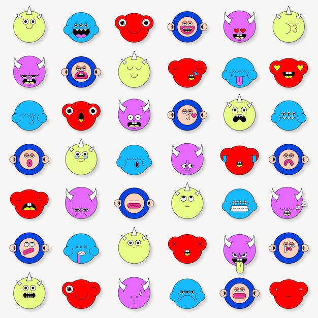 Emoji sticker illustration design element remix set