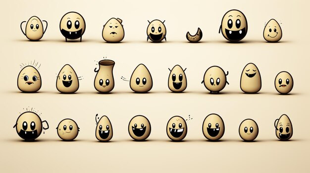 Emoticon a contorno nero isolato su sfondo beige