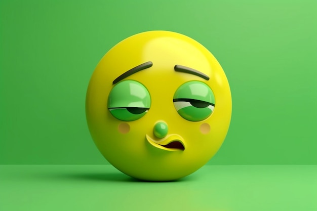 Emoticon con faccia triste sul verde