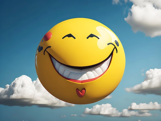 Emoticon di bolle di cartone animato giallo rotondo 3D per emoji di social media generati