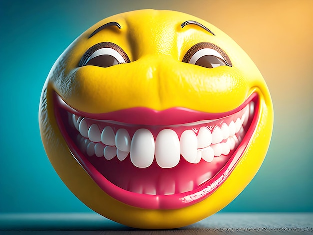 Emoticon di bolle di cartone animato giallo rotondo 3D per emoji di social media generati