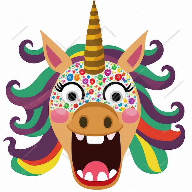 emoticon espressiva faccia colorata emoji unicorno