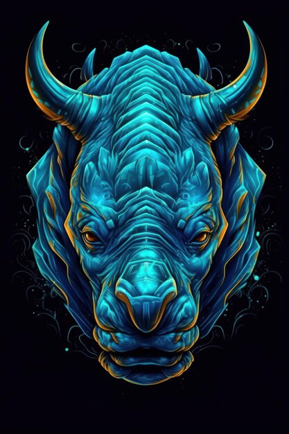 Emozione furia Rinoceronte di Giava in uno stile artistico