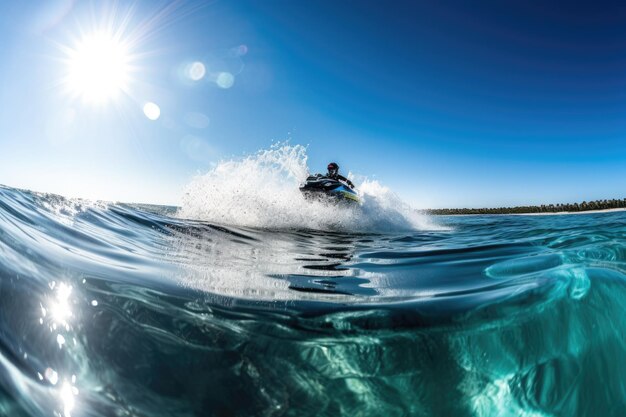 emozioni acquatiche veloci jet ski che scivolano attraverso acque cristalline IA generativa