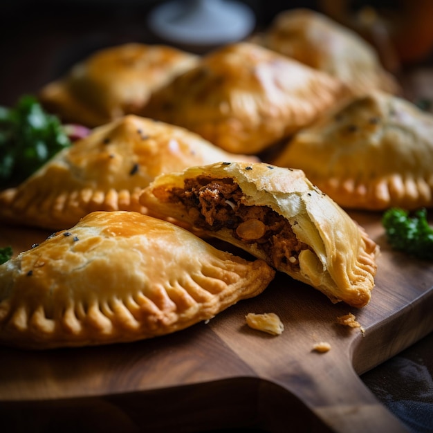 Empanadas cilene salate con salsa piccante e insalata