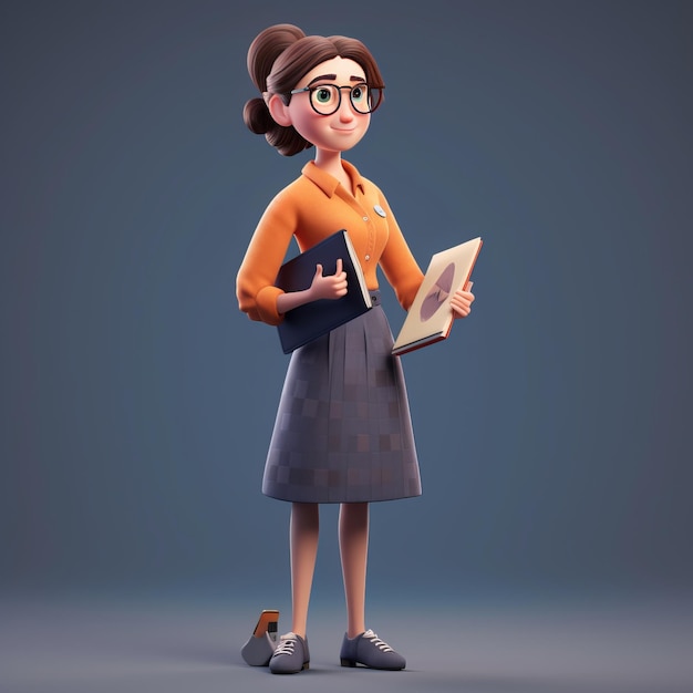 Empowering donna insegnante personaggio dei cartoni animati