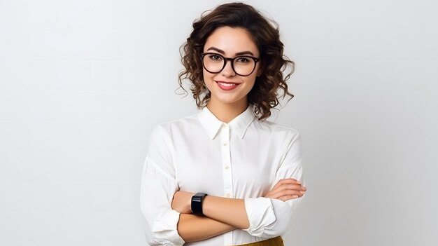 Empowering Educatori Insegnante sorridente di giovane donna che ispira l'apprendimento e posa in gesti diversi