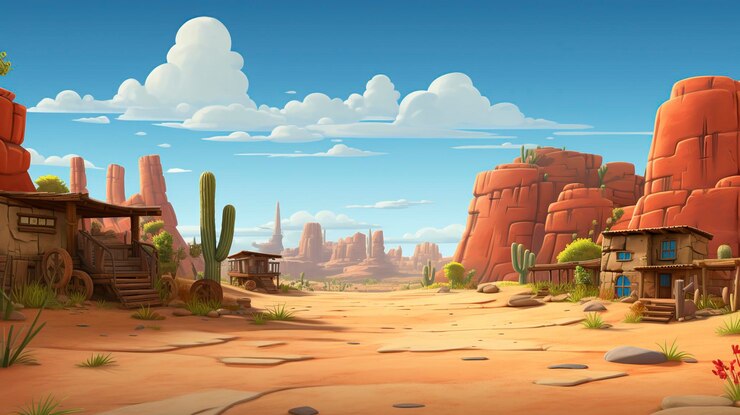 empty background indigenous american west 3D cartoon