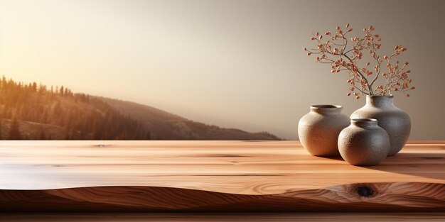 Empty minimal natural wooden table counter podium bellissimo grano di legno all'ombra della luce solare su parete bianca per l'esposizione di prodotti di decorazione per la cura della pelle cosmetica di lusso