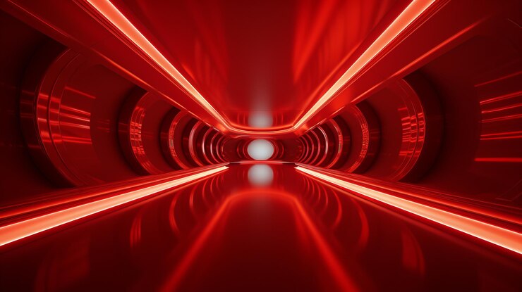 Empty red futuristic tunnel Technology Design