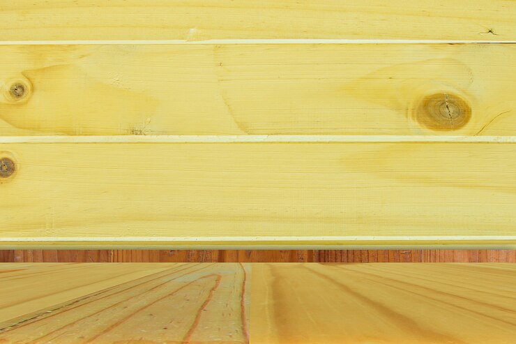 Photo empty room with wood wall and wooden floor.