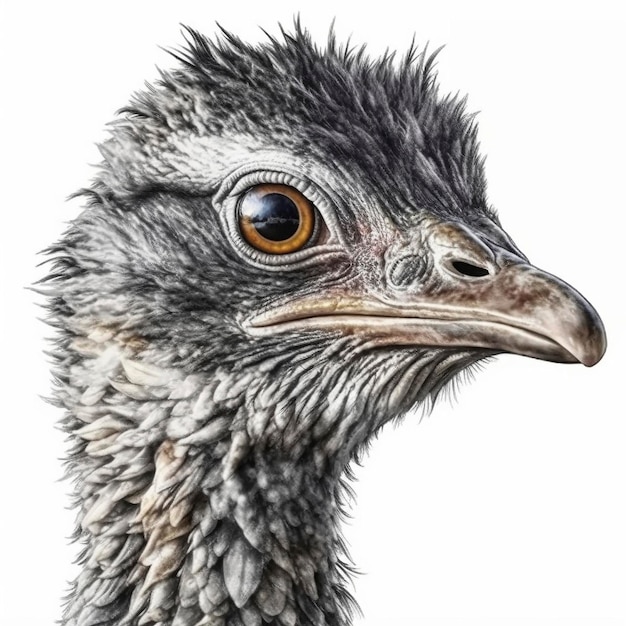 Emu isolato su sfondo bianco IA generativa