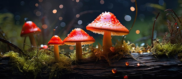 Enchanted Mushroom Realm Una danza luminosa della natura e della fantasia da parte dell'IA generativa