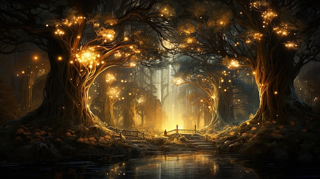 Enchanted_Nighttime_Painting_Magical_Forest_Fairy_Tale
