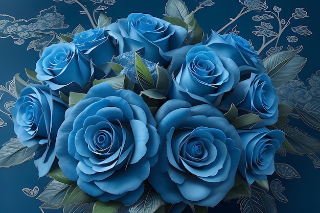 Enchanting Blue Roses Vector Floral Bouquet Sfondi di alta qualità e splendida foto TopView